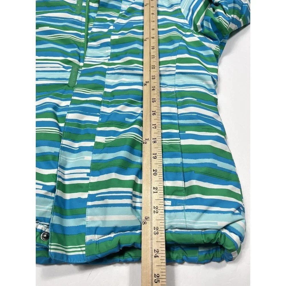 The North Face Jacket Girl Large 14/16 Green Blue Hooded Jacket Parka Winter Ski - Picture 12 of 15